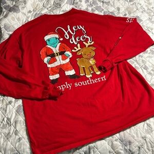 Like new Simply Southern Hey Deer l/s Christmas tshirt